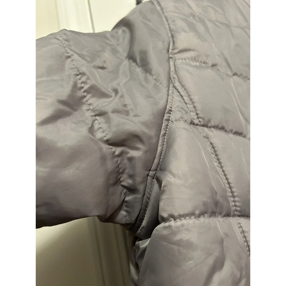 Reebok Kids Unisex XL 18 Gray Puffer Jacket‎ Full Zip Mock Neck Coat Outerwear